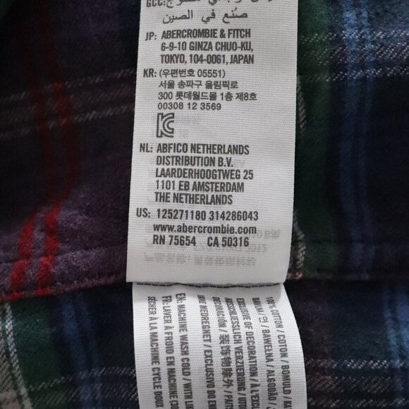 Abercrombie & Fitch Women's Sz M Plaid Flannel Buttoned Collar‎ T-Shirt Top - Picture 13 of 14